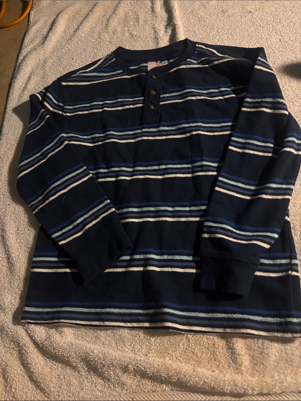 Cat & Jack Navy Blue Striped Henley Sweater